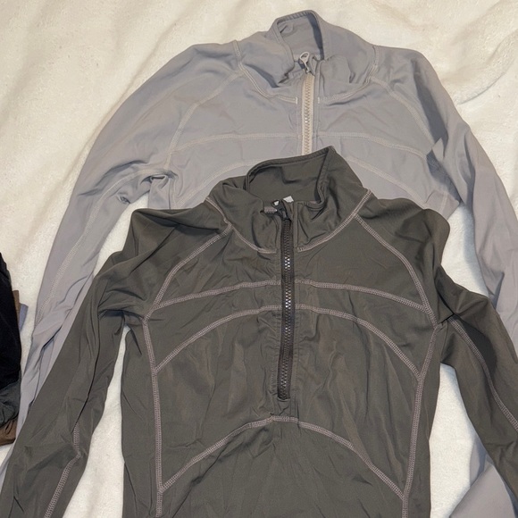 Gray and Dark Gray Quarter-Zip Athletic Tops - Picture 1 of 4